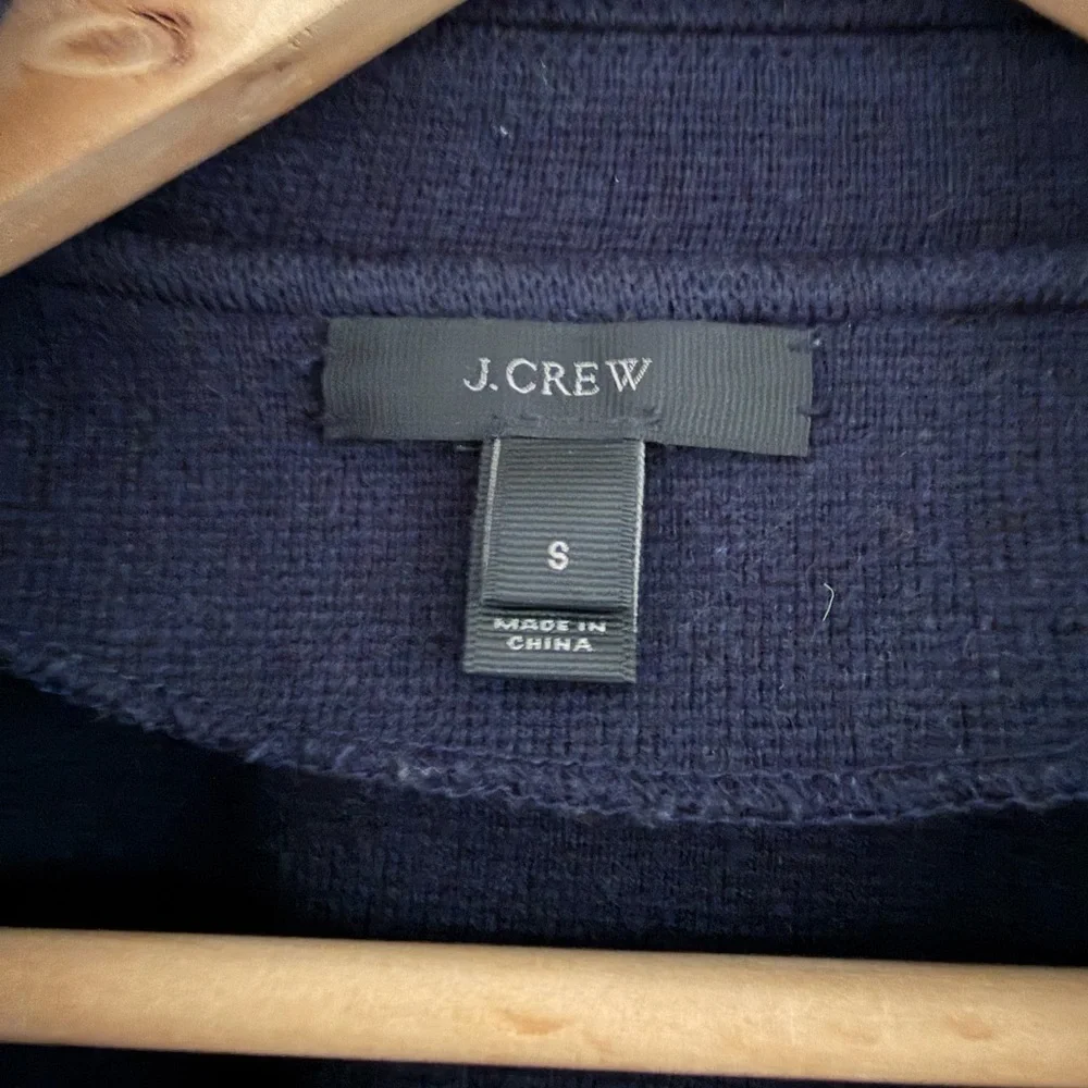 J Crew Sweater Blazer S Merino‎ Wool Cotton Navy Classic Academia Preppy Coastal